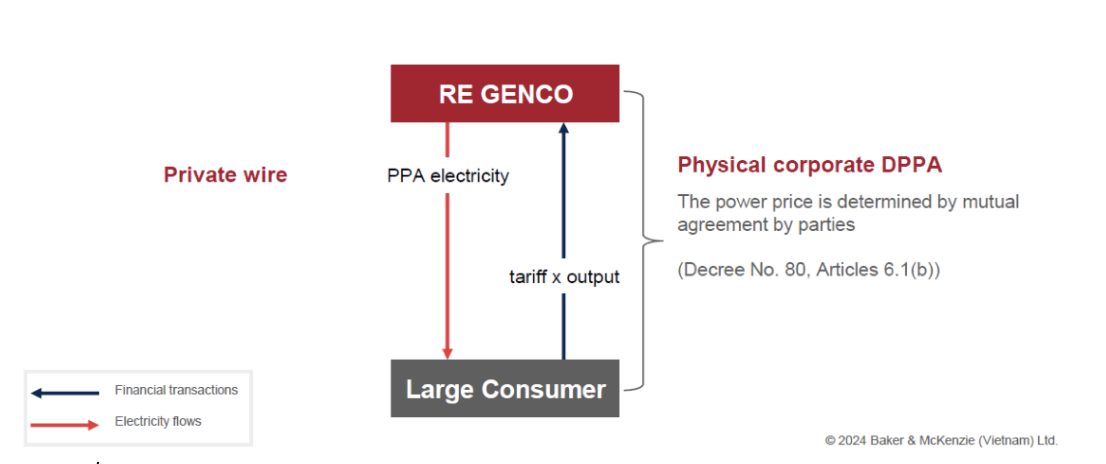 รูปที่ 29 กลไกโครงสร้างของ Physical Corporate Direct PPA ผ่านโครงข่ายเอกชนในเวียดนาม